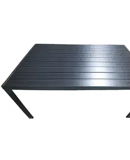 Záhradné stoly Stôl Douglas čierny s vrchnou doskou z polywoodu 150x90 cm