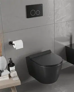 Záchody MEXEN/S - Carmen Závesná WC misa vrátane sedátka s slow-slim, z duroplastu, čierna matná 30880185