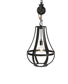 Zavesne lampy Priemyselná závesná lampa čierna 40 cm - Morgana