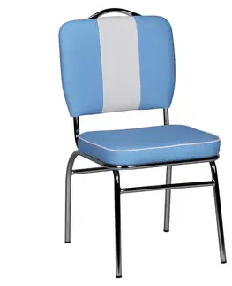 Stoličky do jedálne Retro Stolička Elivis Modrá/biela