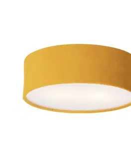 Stropne svietidla Stropná lampa okrová 30 cm so zlatým vnútrom - Buben