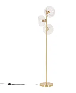 Stojace lampy Stojacia lampa Art Deco zlatá so sklom 3-svetlo - Ayesha