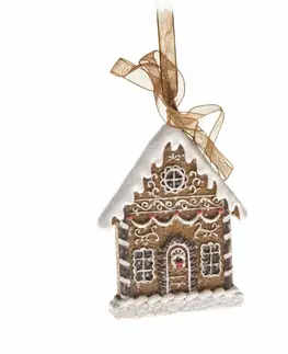 Vianočné dekorácie Vianočná závesná dekorácia Gingerbread cottage, 5,6 x 7,4 cm