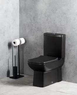 Držadlá k vani Gedy - FLORIDA stojan s držiakom na toaletný papier a WC kefou, čierna matná 733214