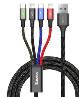 Nabíjačky k GPS BASEUS Fast 4v1 nabíjací kábel pre Lightning (2 ×), Type-C, Micro USB 3,5 A/1,2 m, čierna CA1T4-A01