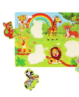 Drevené hračky RAPPA - Drevená vkladačka zoo s plastovými úchytkami
