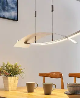 Závesné svietidlá Lucande Závesná LED lampa Marija, vodorovný pás, striebro