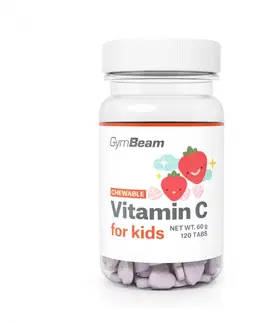 Vitamín C GymBeam Vitamín C, tablety na cmúľanie pre deti jahoda