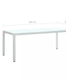 Záhradné stoly Záhradný stôl biely polyratan Dekorhome 190x90x75 cm
