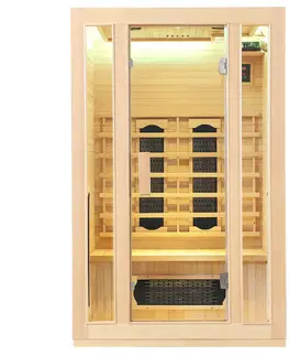 Bývanie a doplnky Juskys Infračervená sauna/tepelná kabína Nyborg S120K s keramikou, panelovým radiátorom a drevom Hemlock