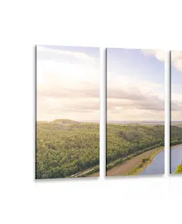 Obrazy prírody a krajiny 5-dielny obraz výhľad na rieku Labe