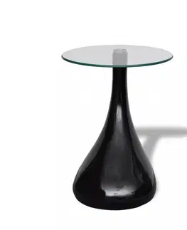 Sklenené Konferenčný stolík laminát / sklo Dekorhome Čierna lesk
