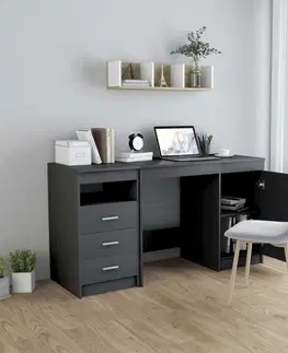 Pracovné stoly Písací stôl so zásuvkami a skrinkou 140x50 cm Dekorhome Čierna