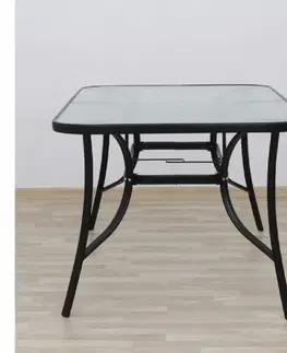 Záhradné stolíky Jedálenský stôl, tvrdené sklo/oceľ, 150x90 cm, PASTER