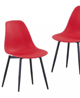 Jedálenské stoličky a kreslá Jedálenská stolička 2 ks plast / kov Dekorhome Červená