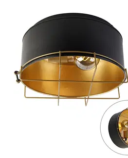 Stropne svietidla Industriálne stropné svietidlo čierne so zlatou 35 cm - Barril