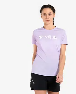 nordic walking Dámske trailové tričko s krátkym rukávom fialové s potlačou