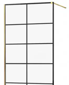 Sprchové dvere MEXEN/S - KIOTO Sprchová zástena WALK-IN 80x200 cm 8 mm, zlatá, čierny vzor 1 800-080-101-50-77