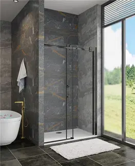 Sprchovacie kúty H K - Posuvné sprchové dvere DIAMOND BLACK 136- 140x200cm L / P variant SE-DIAMONDBLACK140SET