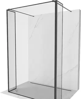 Sprchové dvere MEXEN/S - Kioto Sprchová zástena WALK-IN voľne stojaca 160 x 30 x 30 cm, čierny vzor, čierna 800-160-030-222-70-70-030