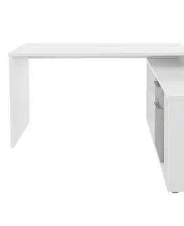 Písacie stoly PC stôl, biela/betón, NOE NEW