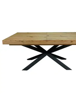 Jedálenské stoly Rozkladací stôl St-07 140/180x80cm hrboľatý dub