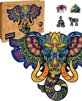 Hračky puzzle PUZZLER  - Drevené Farebné Puzzle  - Posvätný Slon