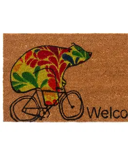 Koberce a koberčeky Home Elements Kokosová rohožka Medveď na bicykli, 43 x 73 cm