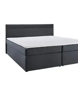 Americké postele Boxspring posteľ s topperom Rosa, 180x200 Cm, Tmavosivá