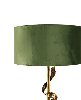 Stojace lampy Vintage stojaca lampa starožitná zlatá so zeleným tienidlom - Linden