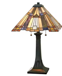 Stolové lampy QUOIZEL Stolová lampa Inglenook s farebným sklom