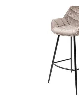 Barové stoličky LuxD Dizajnová barová stolička Kiara šampanský zamat