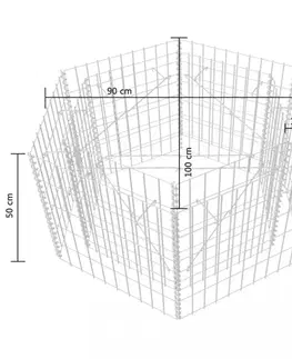 Vyvýšené záhony Šesťhranný gabiónový vyvýšený záhon Dekorhome 100x90x50 cm