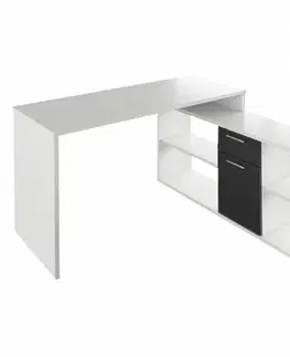 Písacie stoly PC stôl, biela/čierna, NOE NEW