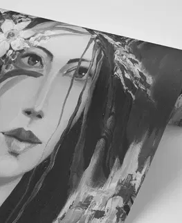 Samolepiace tapety Samolepiaca tapeta čiernobiela originálna maľba ženy