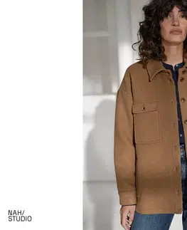 Coats & Jackets NAH/STUDIO bunda | recyklovaná vlna, farba ťavej srsti