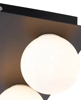 Vonkajsie stropne svietidla Moderné kúpeľňové stropné svietidlo čierne hranaté 4-svetlo - Cederic