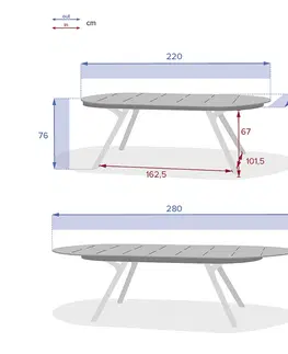 Stolčeky Hliníkový jedálenský stôl BOLZANO 162/280x110 cm