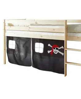 Vyvýšené detské postele Posteľ s priestorom na hru Malte Záves Čierno-Biely