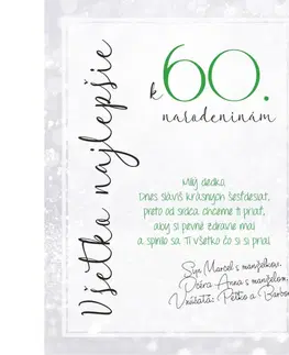 Tabuľky s venovaním (darčeky) Darček k 60 - Osobné blahoželanie k 60 narodeninám - tabuľka