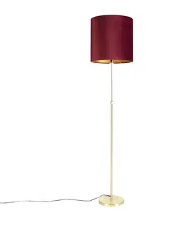 Stojace lampy Stojacia lampa zlatá / mosadz s červeným zamatovým odtieňom 40/40 cm - Parte