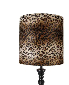 Stojace lampy Stojacia lampa čierna s tienidlom leopard 40 cm - Classico