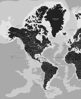 Obrazy mapy Obraz moderná čiernobiela mapa