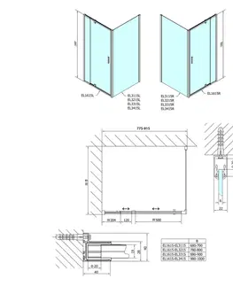 Sprchové dvere POLYSAN - Easy Line obdĺžniková/štvorcová sprchová zástena pivot dvere 800-900x800 L/P v EL1615EL3215