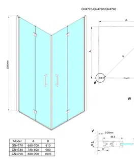 Sprchové dvere GELCO - LORO štvorcová sprchová zástena 700x700 rohový vstup GN4770-01