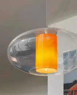 Závesné svietidlá Modo Luce Modo Luce Ellisse závesná lampa plast oranžová