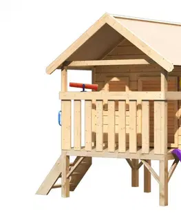Detské záhradné domčeky Detský domček so šmýkačkou Dekorhome Fialová