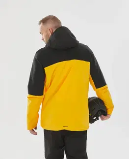 bundy a vesty Pánska lyžiarska bunda 500 Sport žlto-čierna