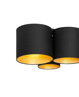 Stropne svietidla Stropné svietidlo čierne so zlatým vnútorným 3-svetlom - Multidrum