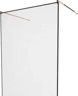Sprchové dvere MEXEN/S - KIOTO samostatne stojaca sprchová zástena 100 x 200, transparent/čierna vzor 8 mm, ružové zlato 800-100-002-60-70